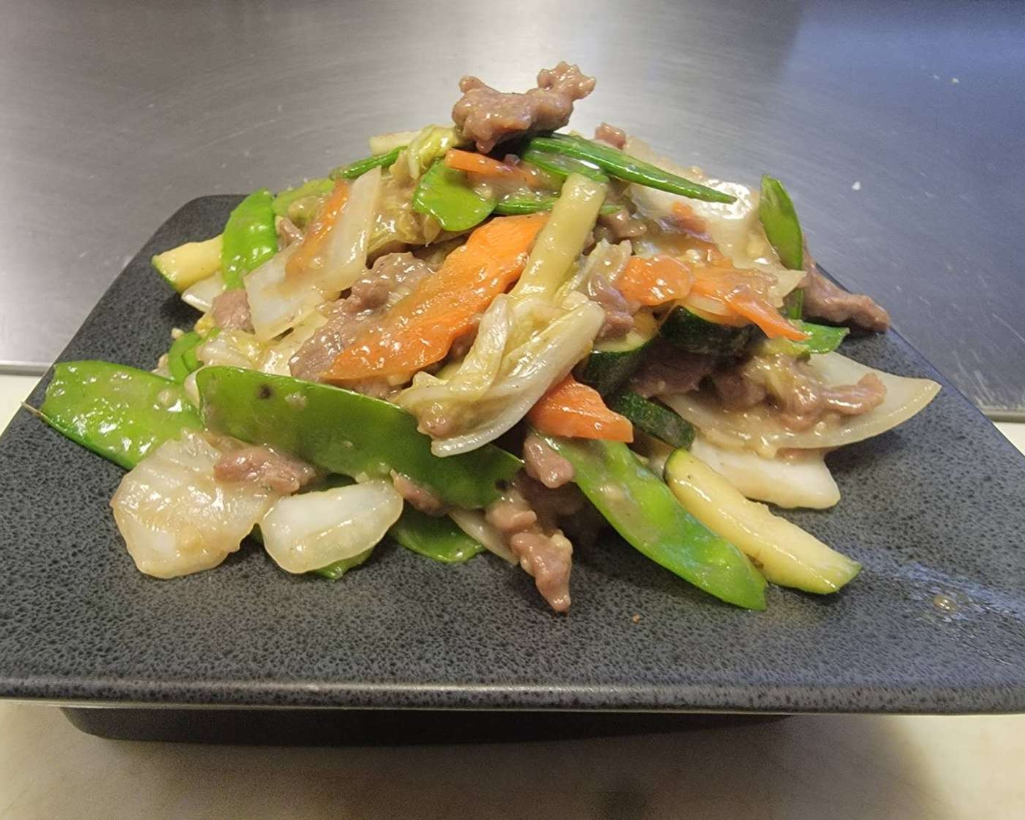 Beef with mixed veggies at Gourmet Wok Chinese Food, a Chinese restaurant in Las Vegas.